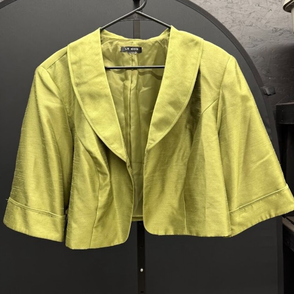 Le Bos Green Satin Blazer Jacket